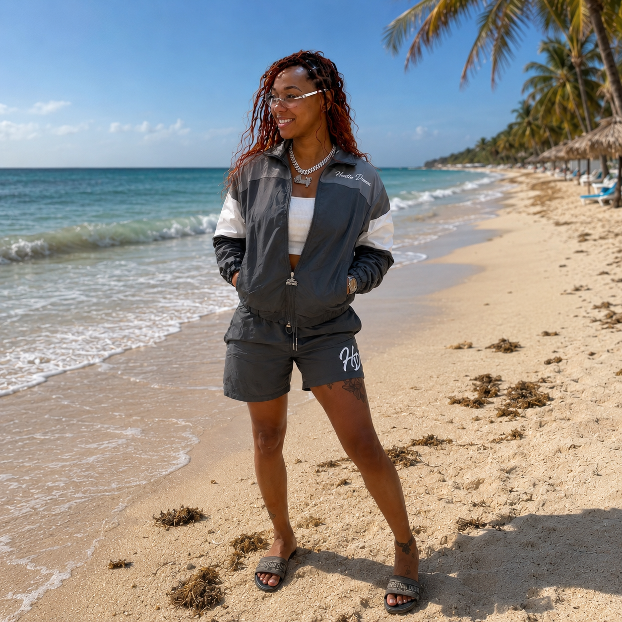 Cash Flow Short Set - Grey/White
