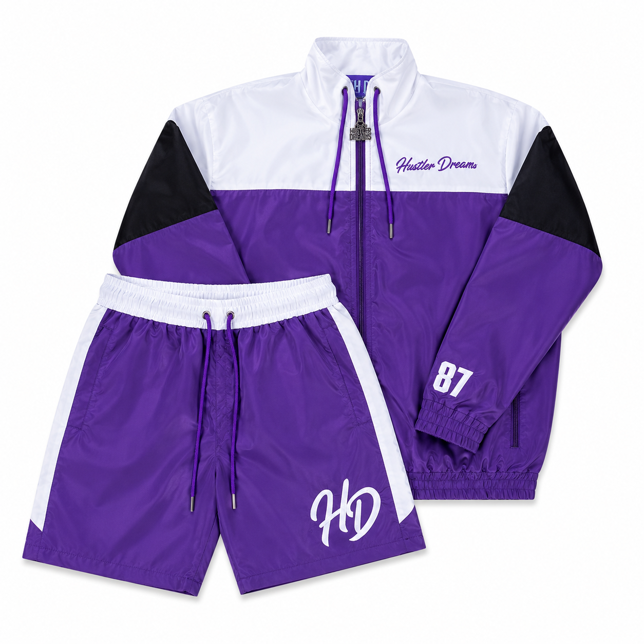 Cash Flow Short Set - Purple/White/Black