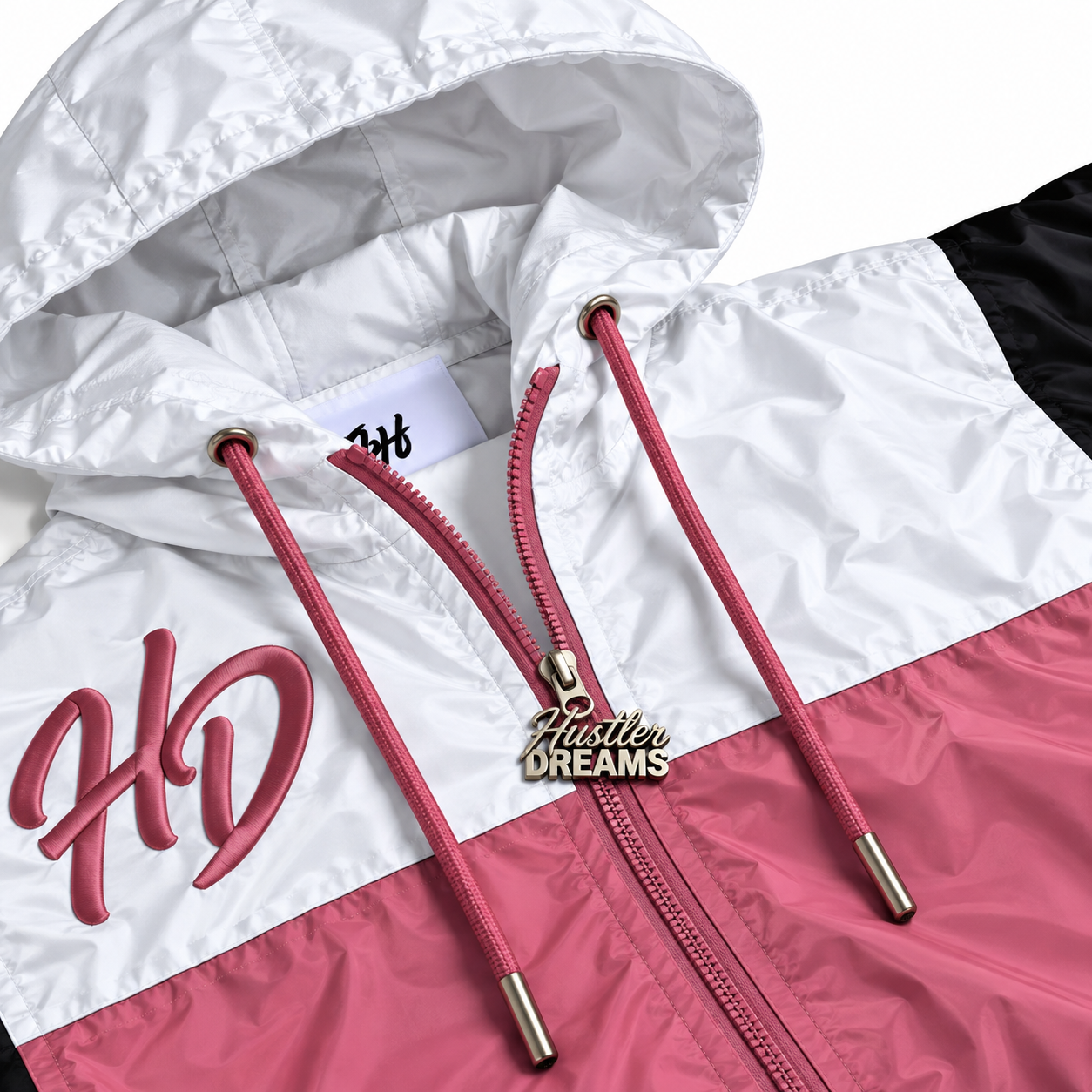 Womens Crop Millionaire Track Set - Salmon/White/Black